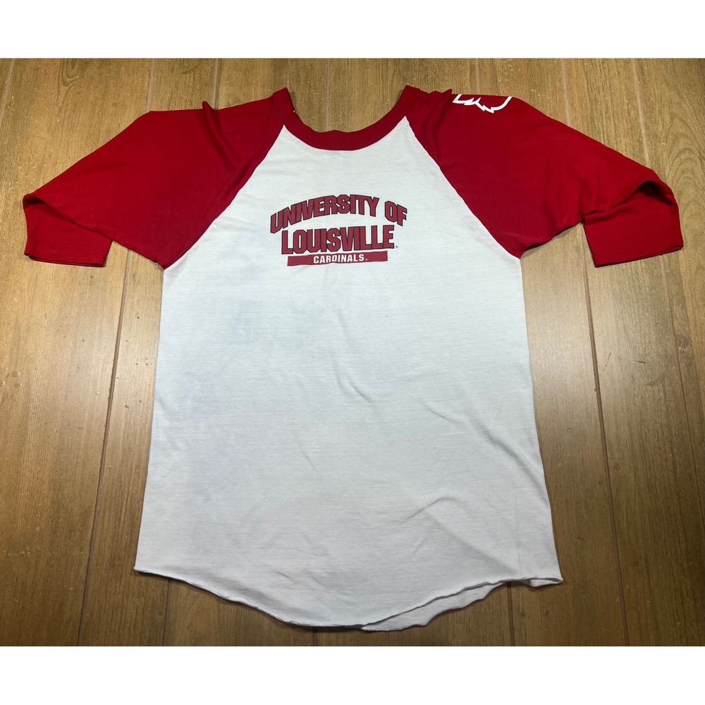 Russell Athletic Louisville Cardinals Raglan Baseball Tee Red‎ White Youth XL